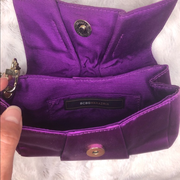BCBG Max Azria Purple Wristlet Clutch with Gold Strap - Picture 3 of 4